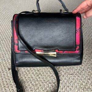 Betsey Johnson Black Pink Leopard Shoulder Bag Satchel